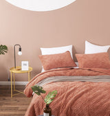DaDalogy Bedding Terracotta Coral Brick Orange Soft Velour Corduroy Bedspread Set (JHW952) from DaDalogy Bedding Collection