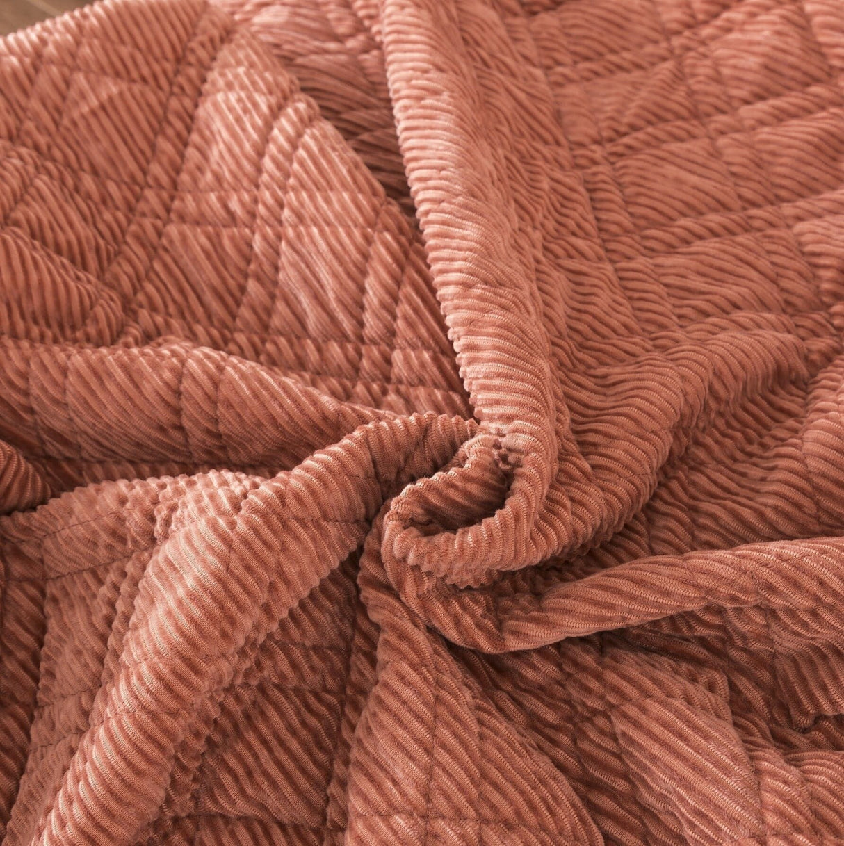 DaDalogy Bedding Terracotta Coral Brick Orange Soft Velour Corduroy Bedspread Set (JHW952) from DaDalogy Bedding Collection