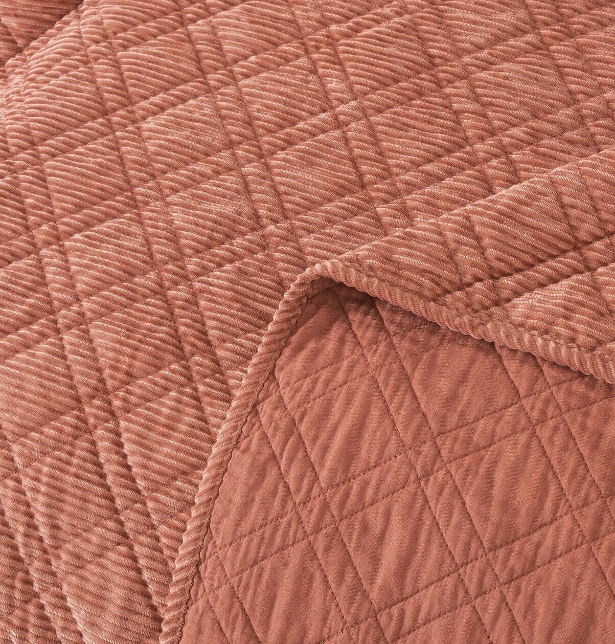 DaDalogy Bedding Terracotta Coral Brick Orange Soft Velour Corduroy Bedspread Set (JHW952) from DaDalogy Bedding Collection