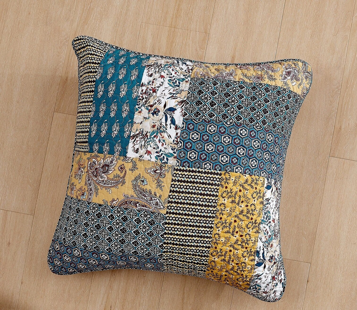 DaDalogy Bedding Set of 2 Honey Cove Floral Patchwork Throw Pillow Covers, 18" x 18" (JHW957) from DaDalogy Bedding Collection