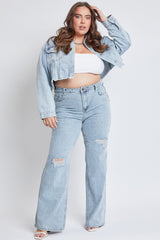 Women's Plus High Rise Relaxed Wide Leg Jeans  From YMI JEANS