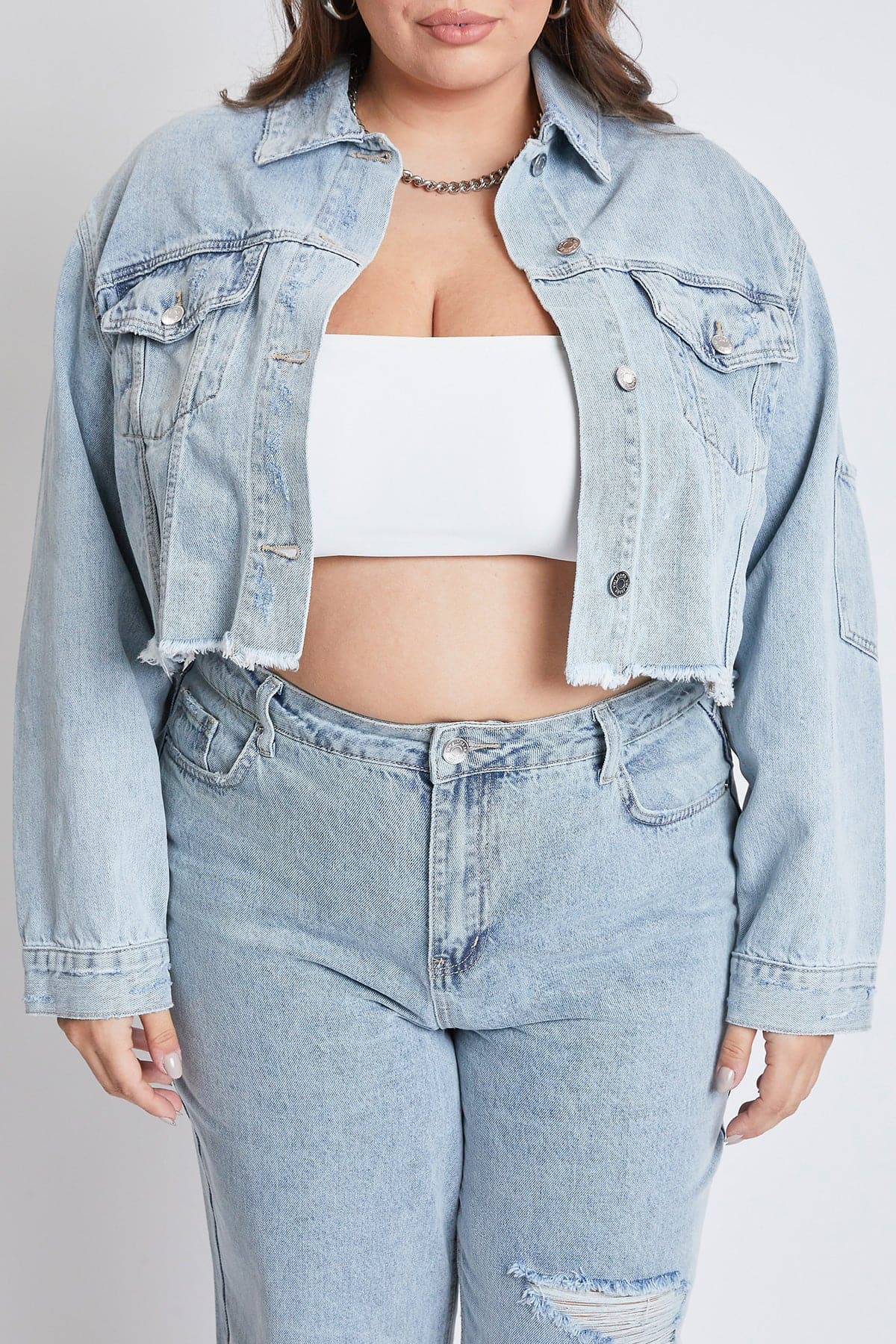 Women's Plus Cropped Denim Jacket Jacket From YMI JEANS