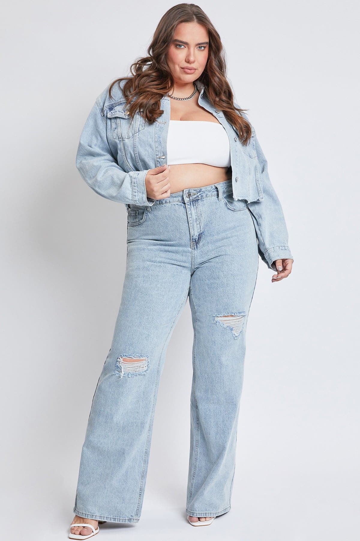 Women's Plus Cropped Denim Jacket Jacket From YMI JEANS