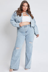 Women's Plus Cropped Denim Jacket Jacket From YMI JEANS