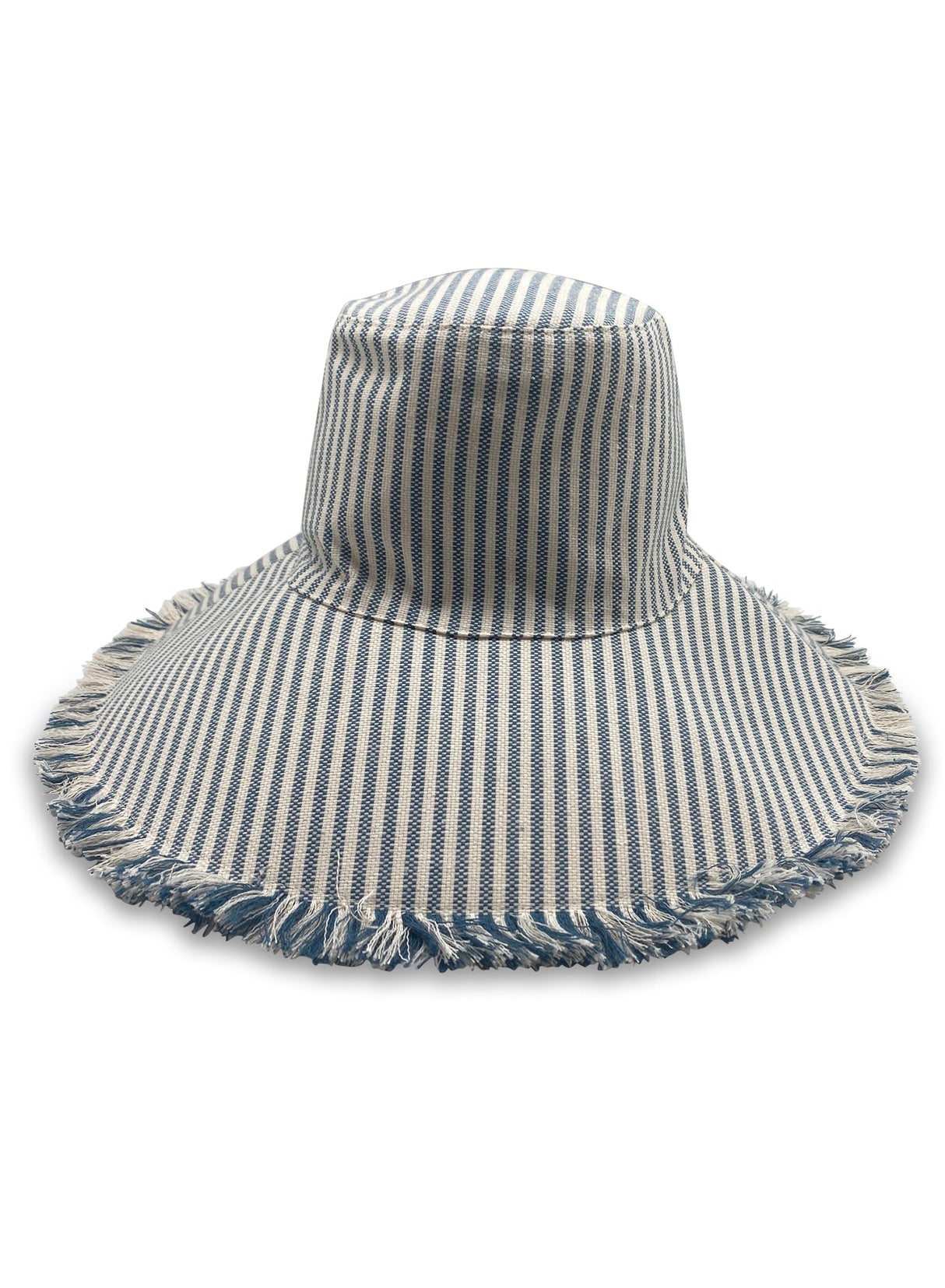 Custom Embroidered Canvas Packable Sun Hat- Navy Stripe from Hat Attack New York