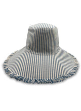Custom Embroidered Canvas Packable Sun Hat- Navy Stripe from Hat Attack New York