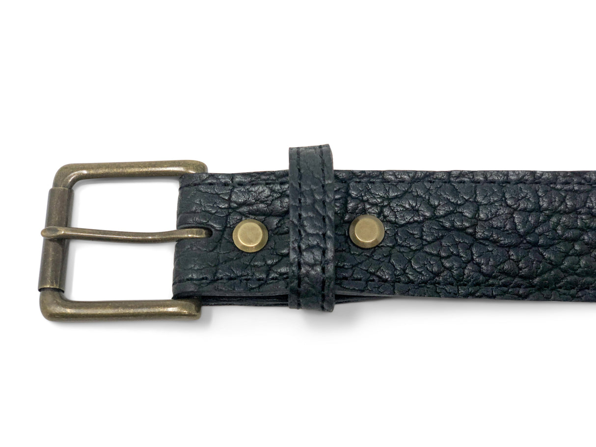 Handmade Leather Belt | American Shrunken Bison | Black from Jack Foster
