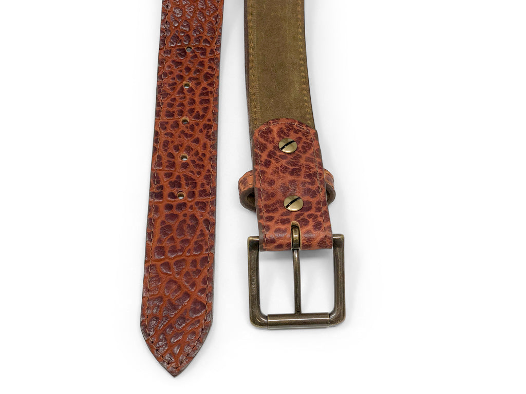 Handmade Leather Belt | American Shrunken Bison | Cognac from Jack Foster