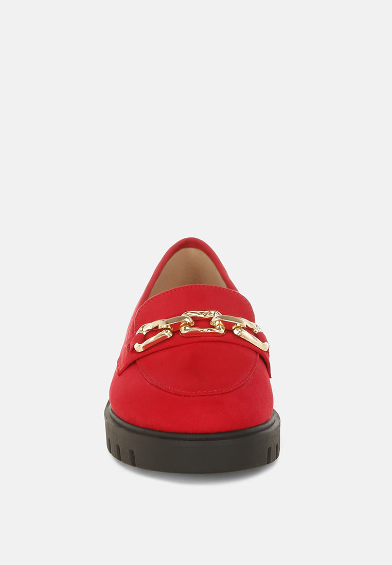Jacop Micro Suede Metal Chain Link Loafers from London Rag International