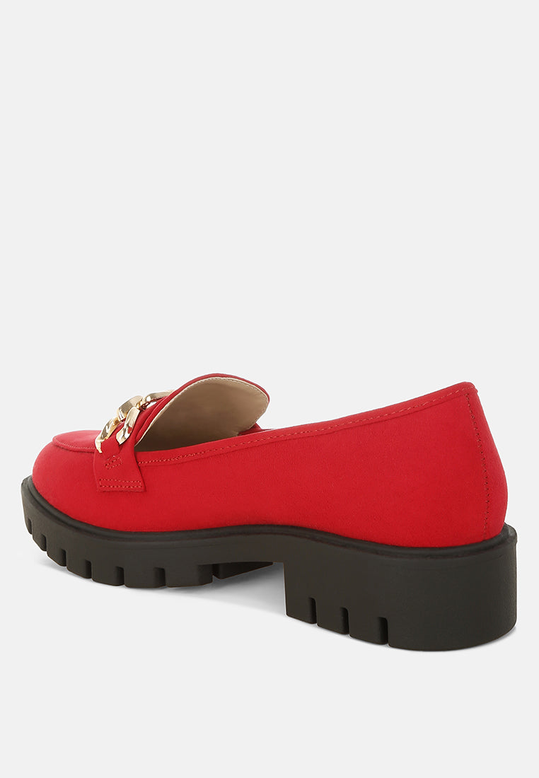Jacop Micro Suede Metal Chain Link Loafers from London Rag International