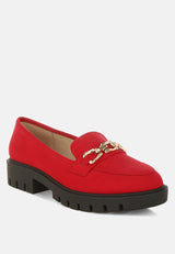 Jacop Micro Suede Metal Chain Link Loafers from London Rag International