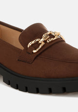 Jacop Micro Suede Metal Chain Link Loafers from London Rag International