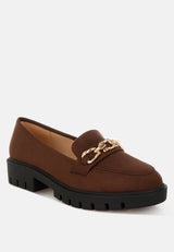 Jacop Micro Suede Metal Chain Link Loafers from London Rag International