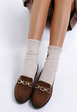 Jacop Micro Suede Metal Chain Link Loafers from London Rag International