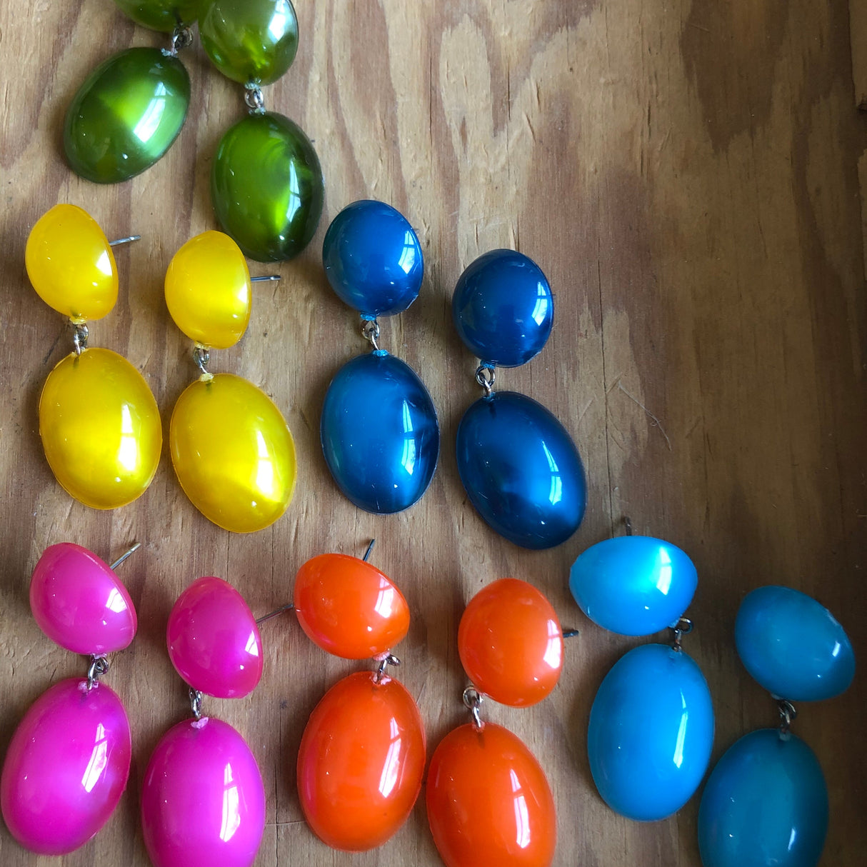 Aqua Blue Aura Glow Jelly Bean Earrings from Leetie Lovendale