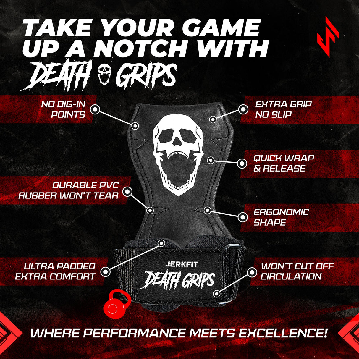 Death Grips Premium Heavy Lifting Straps from JerkFit