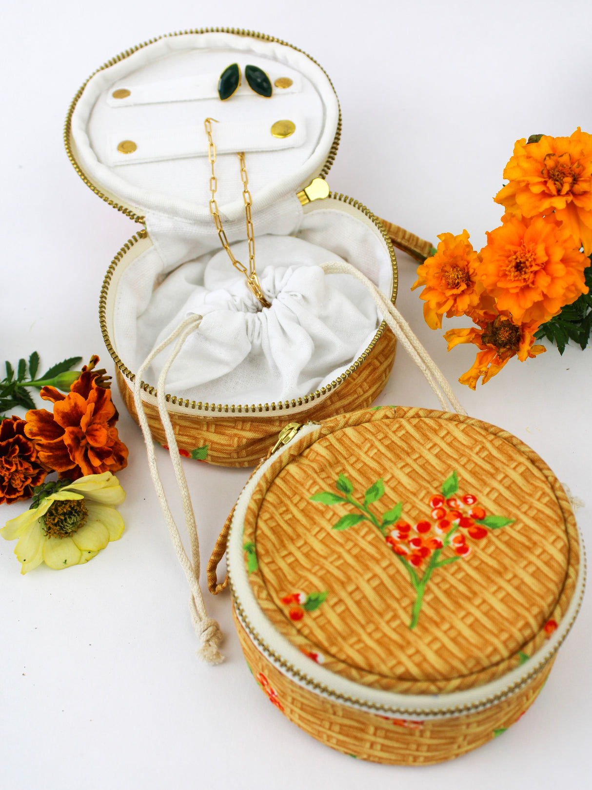 Coral Basket Jewelry Pouch from Ash & Rose