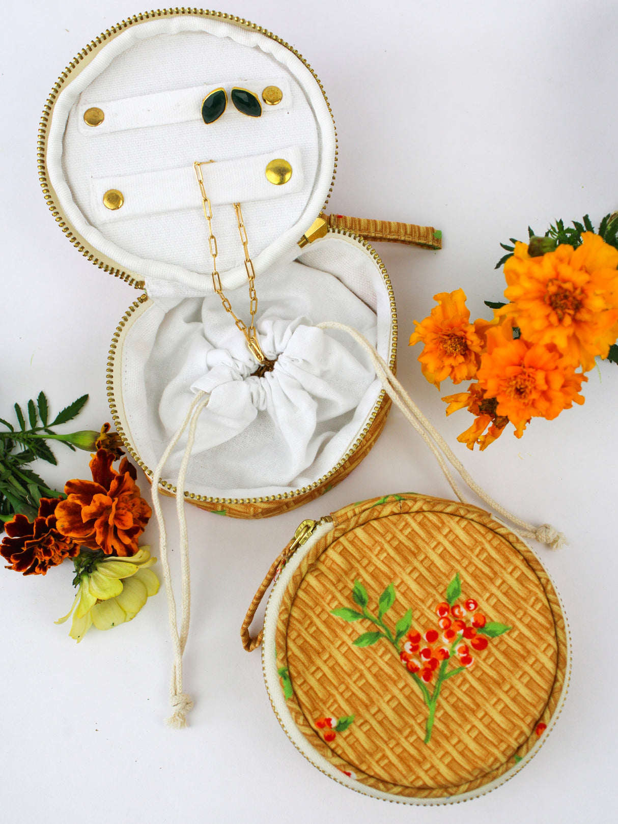 Coral Basket Jewelry Pouch from Ash & Rose