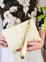 Josephine Embroidered Gold and White Wristlet Purse from Ash & Rose