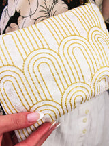 Josephine Embroidered Gold and White Wristlet Purse from Ash & Rose