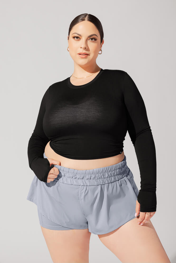 Bow Back Reversible Long Sleeve Top - Black from POPFLEX