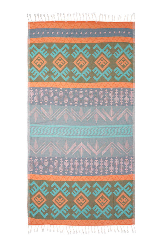 Aztec Pattern Orange - Turkish Towel from Sun Drunk