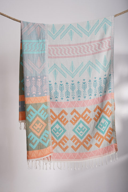 Aztec Pattern Orange - Turkish Towel from Sun Drunk