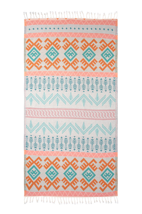 Aztec Pattern Orange - Turkish Towel from Sun Drunk