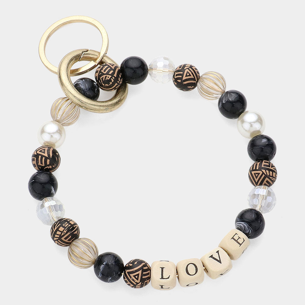 LOVE Message Accented Pearl Beaded Keychain / Bracelet from Madeline Love