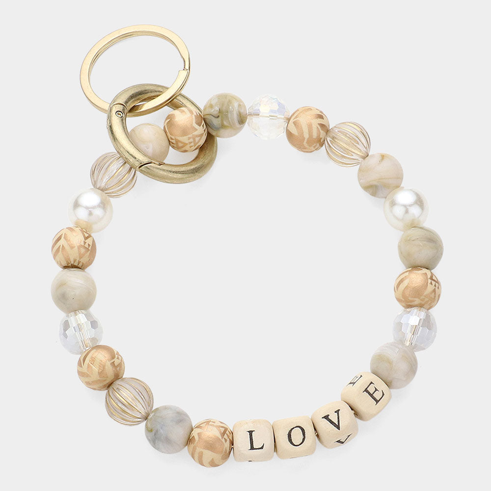 LOVE Message Accented Pearl Beaded Keychain / Bracelet from Madeline Love