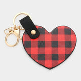Buffalo Check Patterned Faux Leather Heart Keychain from Madeline Love