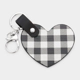 Buffalo Check Patterned Faux Leather Heart Keychain from Madeline Love