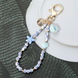 Ceramic Starfish Seashell Floral Ball Beaded Keychain / Bag Charm from Madeline Love