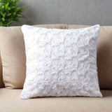 DaDa Bedding Luxury White Roses Swirls Faux Fur Euro Cushion Throw Pillow Cover (K11) from DaDalogy Bedding Collection