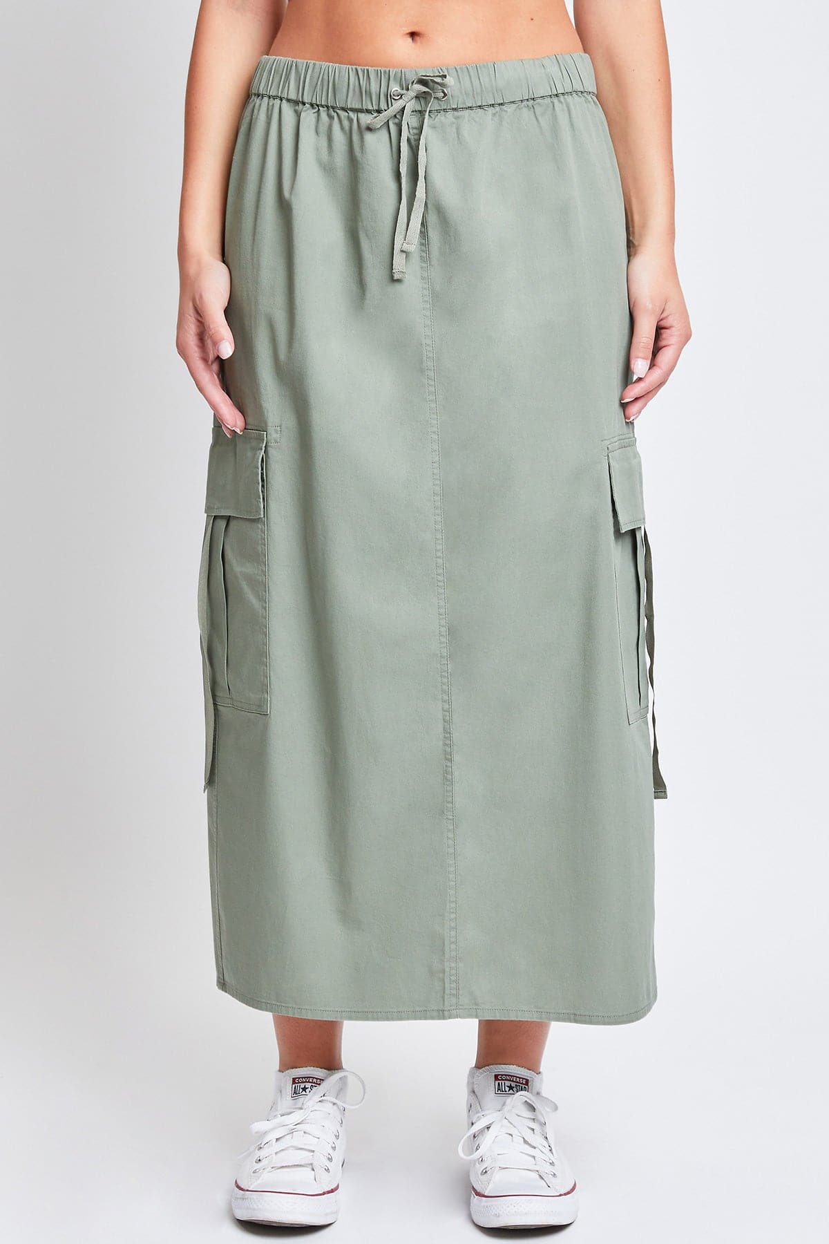 Women’s Poplin Maxi Drawcord Cargo Skirt From YMI JEANS