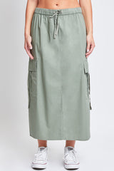 Women’s Poplin Maxi Drawcord Cargo Skirt From YMI JEANS