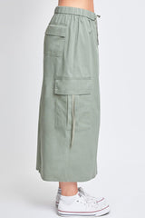 Women’s Poplin Maxi Drawcord Cargo Skirt From YMI JEANS