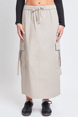 Women’s Poplin Maxi Drawcord Cargo Skirt From YMI JEANS