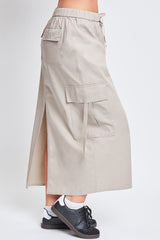 Women’s Poplin Maxi Drawcord Cargo Skirt From YMI JEANS