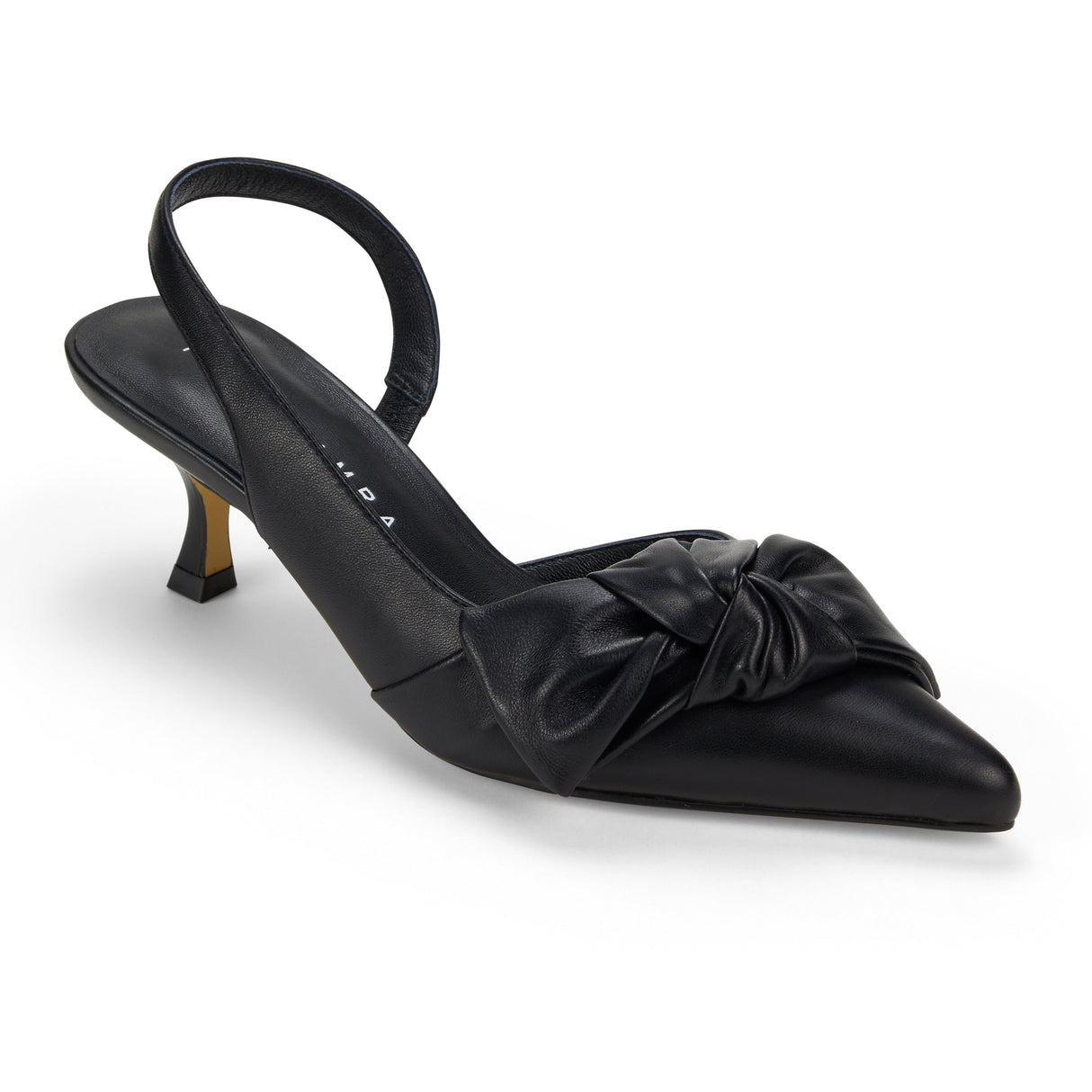 Kaleigh Bow Heel in Black Leather from Yosi Samra