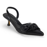 Kaleigh Bow Heel in Black Leather from Yosi Samra