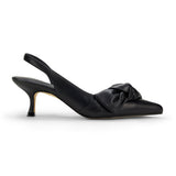 Kaleigh Bow Heel in Black Leather from Yosi Samra