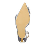 Kaleigh Bow Heel in Silver Leather from Yosi Samra