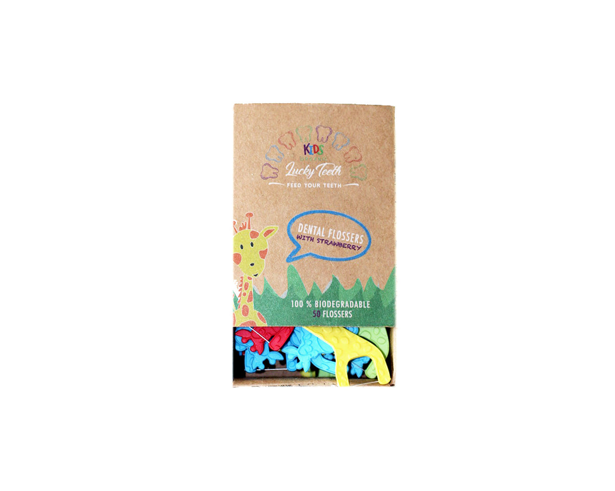 Organic KIDS Dental Floss - 50 units Giraffe Shaped Floss From Lucky Teeth