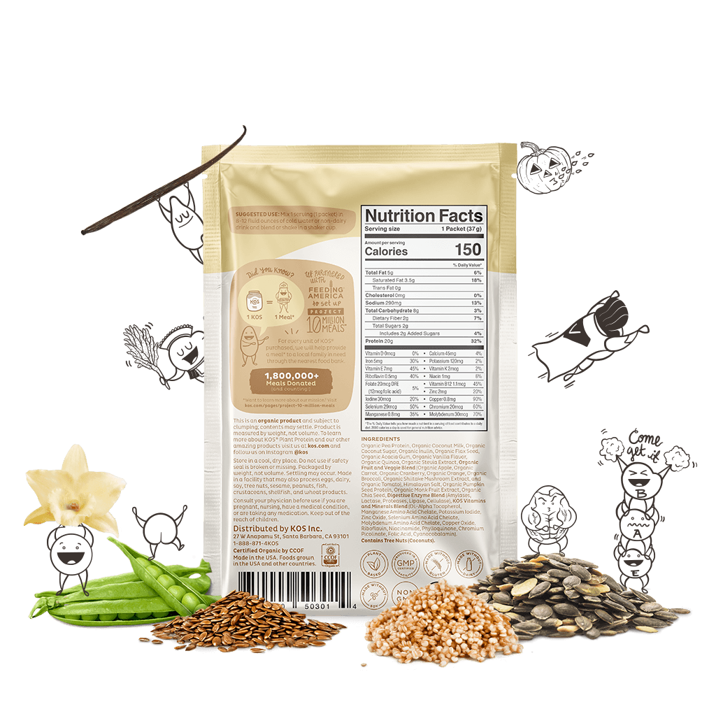 KOS Organic Plant Protein, Vanilla, Single Serving from KOS.com