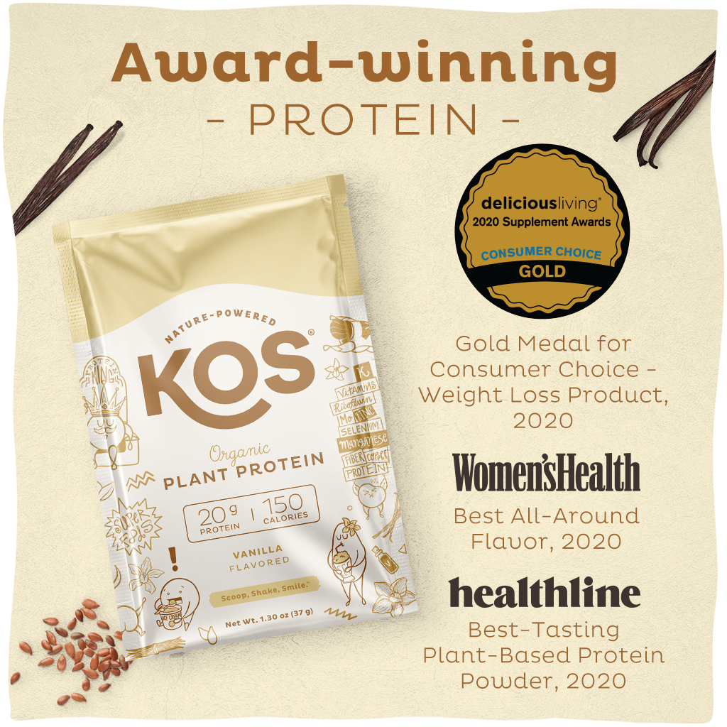 KOS Organic Plant Protein, Vanilla, Single Serving from KOS.com