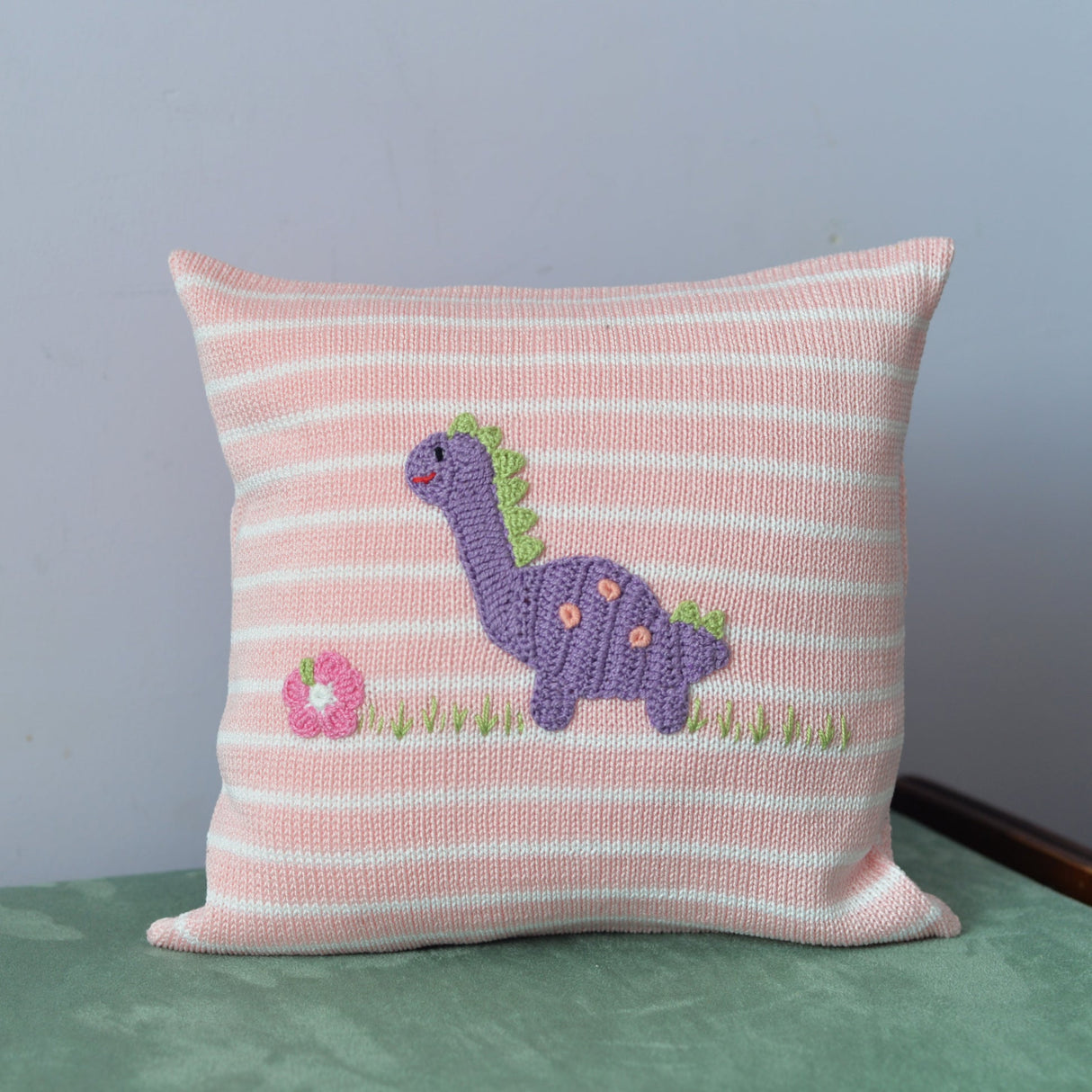 Dinosaur 10" Pillow, Pink from Melange Collection