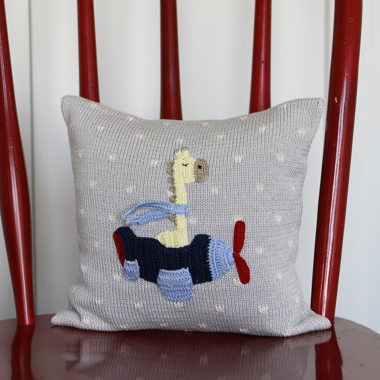 Giraffe Pilot in Plane 10" Pillow from Melange Collection