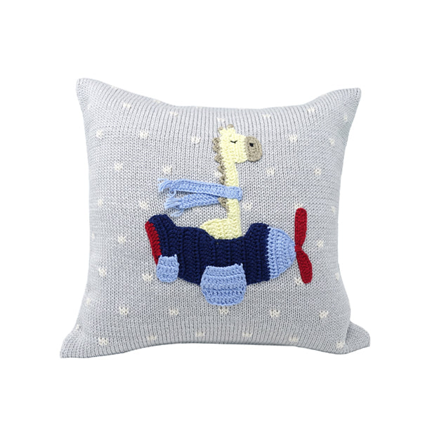 Giraffe Pilot in Plane 10" Pillow from Melange Collection
