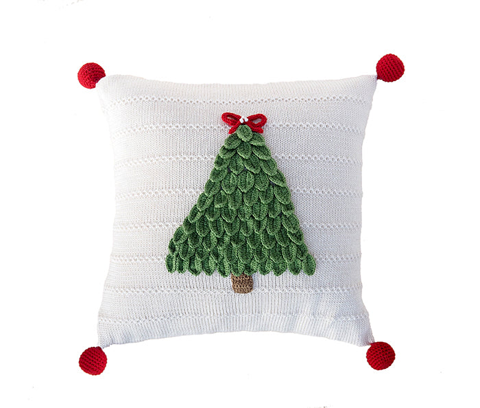 Christmas Tree 12" Pillow, Ecru from Melange Collection